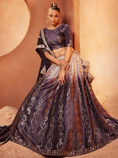 Amazing Purple Sequins Embroidered Velvet Lehenga Choli